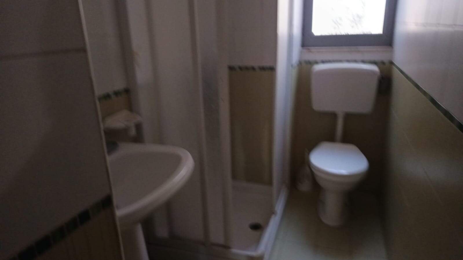 Lavabo e servizi igienici in un bagno di piccole dimensioni, con sanitari bianchi e ambienti funzionali, ideale per appartamenti o uffici. Ideale per chi cerca soluzioni di arredo bagno pratiche e compatte.