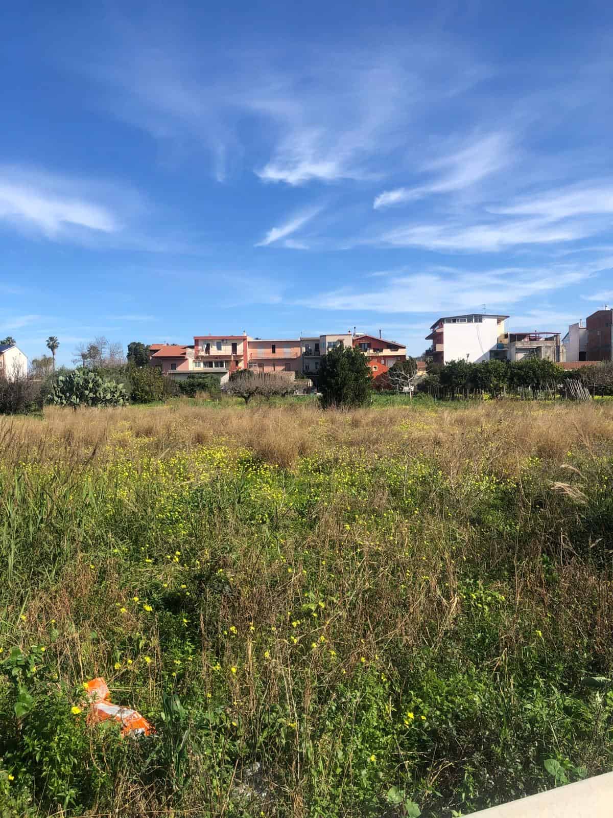 Prato verde con edifici residenziali e cielo azzurro, immobile in vendita o in affitto a NextCasa, agenzia immobiliare italiana specializzata in compravendita e locazione di immobili residenziali.