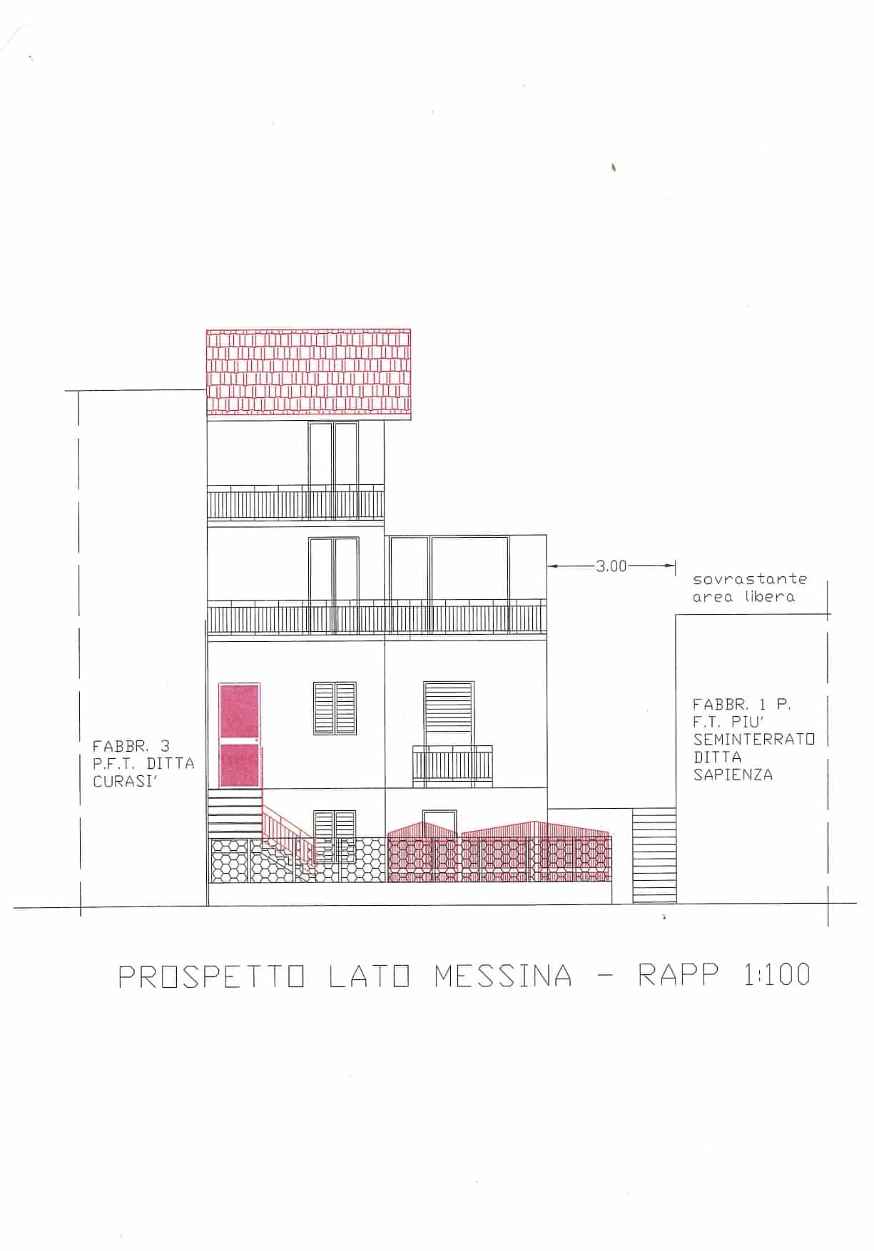 Fogli di progetto architettonico di una casa a Messina, planimetria e dettagli costruttivi con focus su design residenziale e sviluppo edilizio.