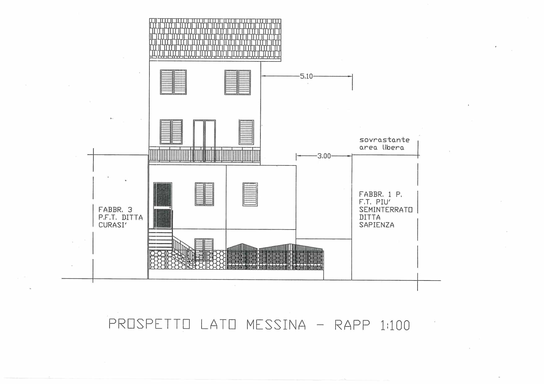 FOTO PROSPETTO LATERALE DI UN EDIFICIO RESIDENZIALE A MESSINA, dettagli strutturali e planimetria, progetti di costruzione e design di NextCasa.