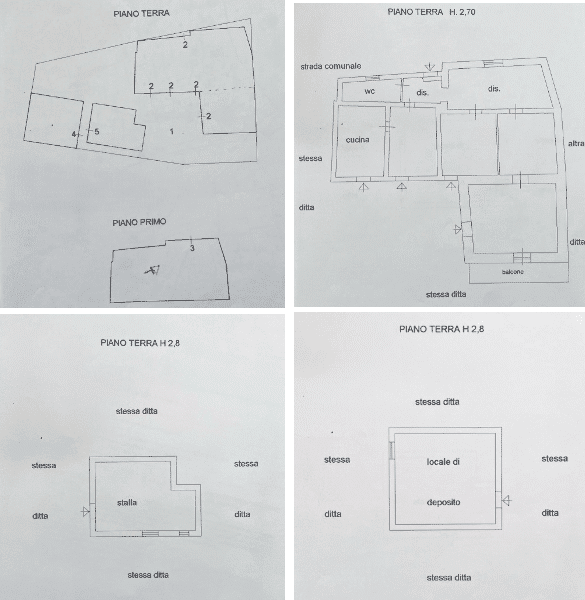 Pianta di progetto di una casa con planimetrie dettagliate di diversi livelli e locali interni, ideale per chi cerca soluzioni edilizie residenziali.