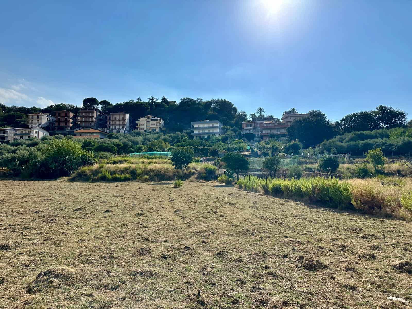 Verdura e case di lusso su una collina, casa in stile mediterraneo, paesaggio naturale, ambiente tranquillo, proprietà residenziali in collina, vista panoramica, terreno pianeggiante, stile di vita outdoor, natura e comodità vicino alla città.