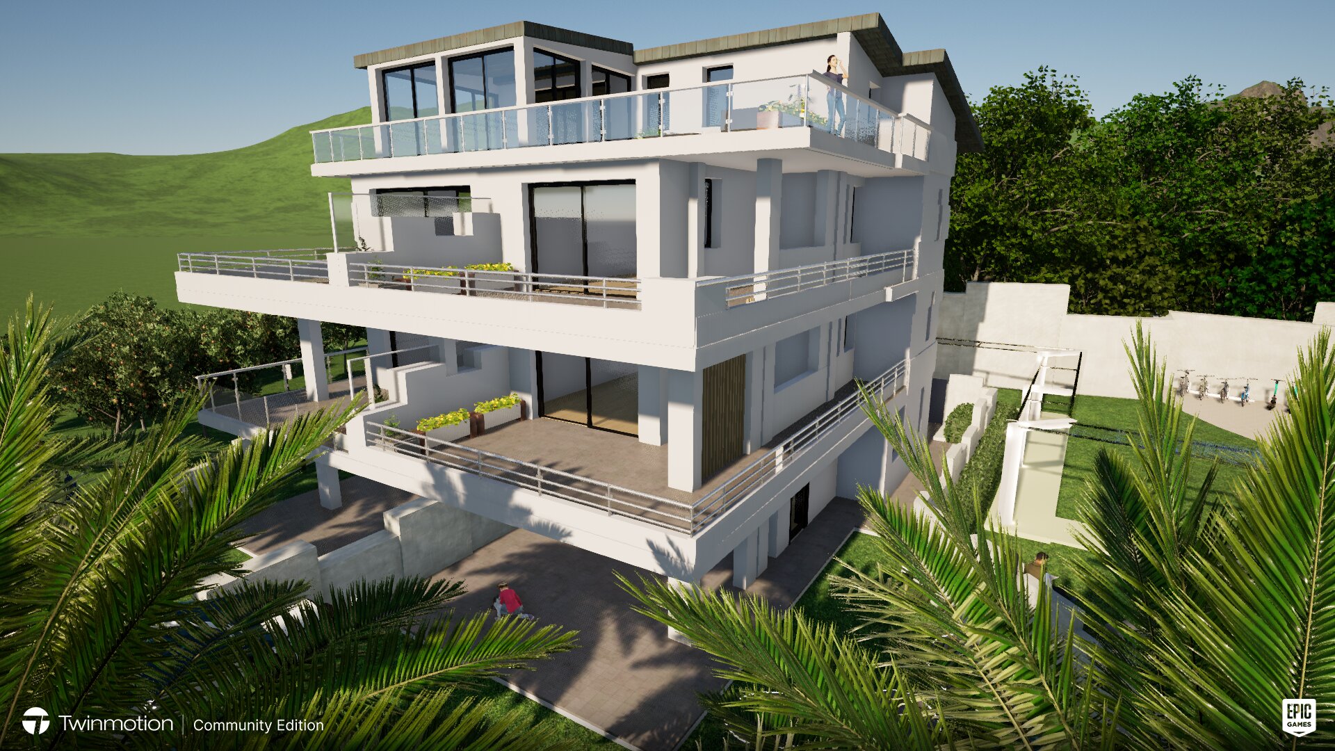 Nuova moderna residenza a Capo D'Orlando con ampie terrazze e vista panoramica sulla natura circostante.