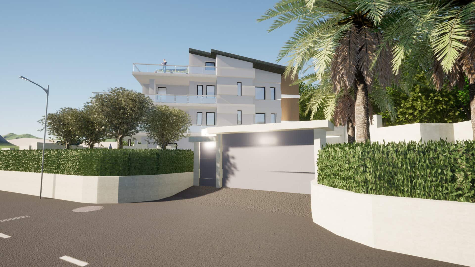 Immobile residenziale moderno a Capo D'Orlando con ingresso e giardino ben curato.