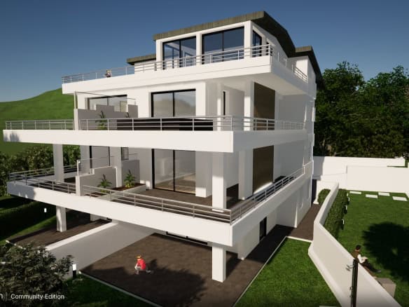 Appartamento moderno a Capo D'Orlando con ampie terrazze e vista panoramica sulla natura circostante.