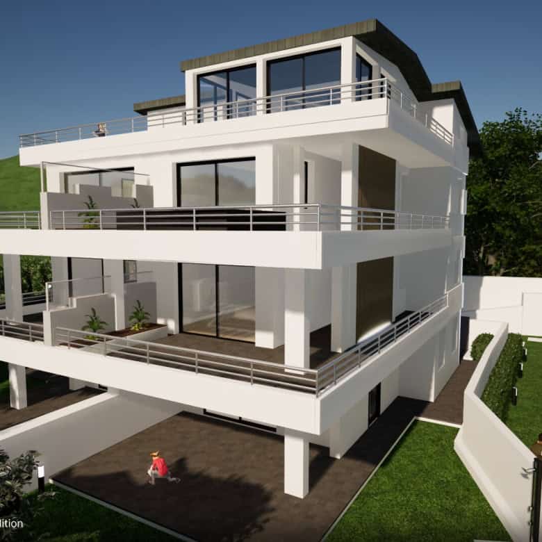 Appartamento moderno a Capo D'Orlando con ampie terrazze e vista panoramica sulla natura circostante.