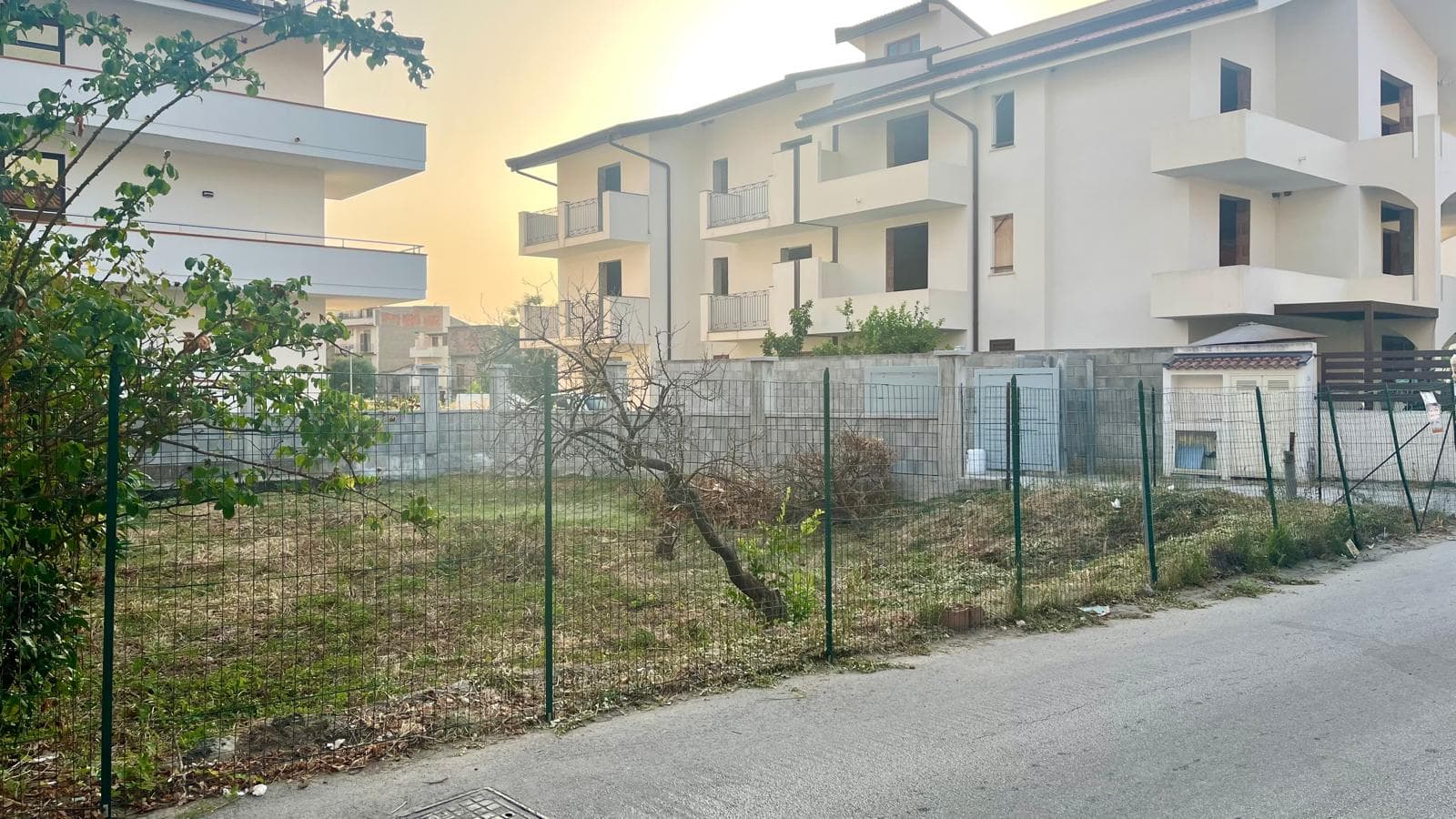Terreno edificabile in zona residenziale a NextCasa, con recinzione e vegetazione naturale, pronto per lo sviluppo di nuove abitazioni.